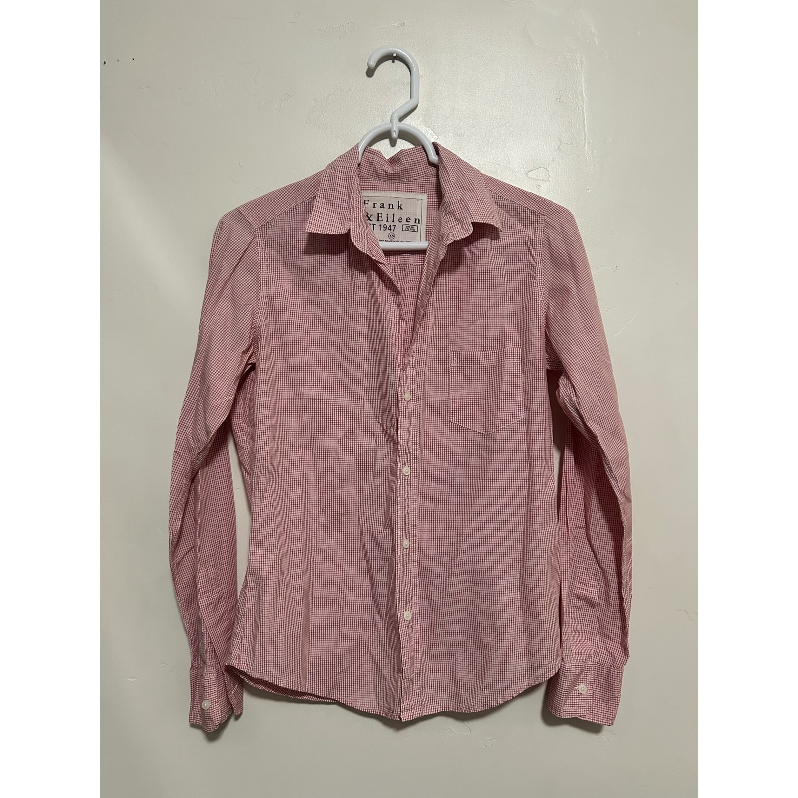 Frank Eileen Barry Button Down Shirt Red White Gingham Cotton Size Xs